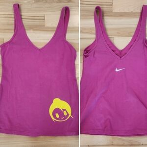 🟣 Sz S Nike Pink Loose Fit Tank Top with Yellow Graphic